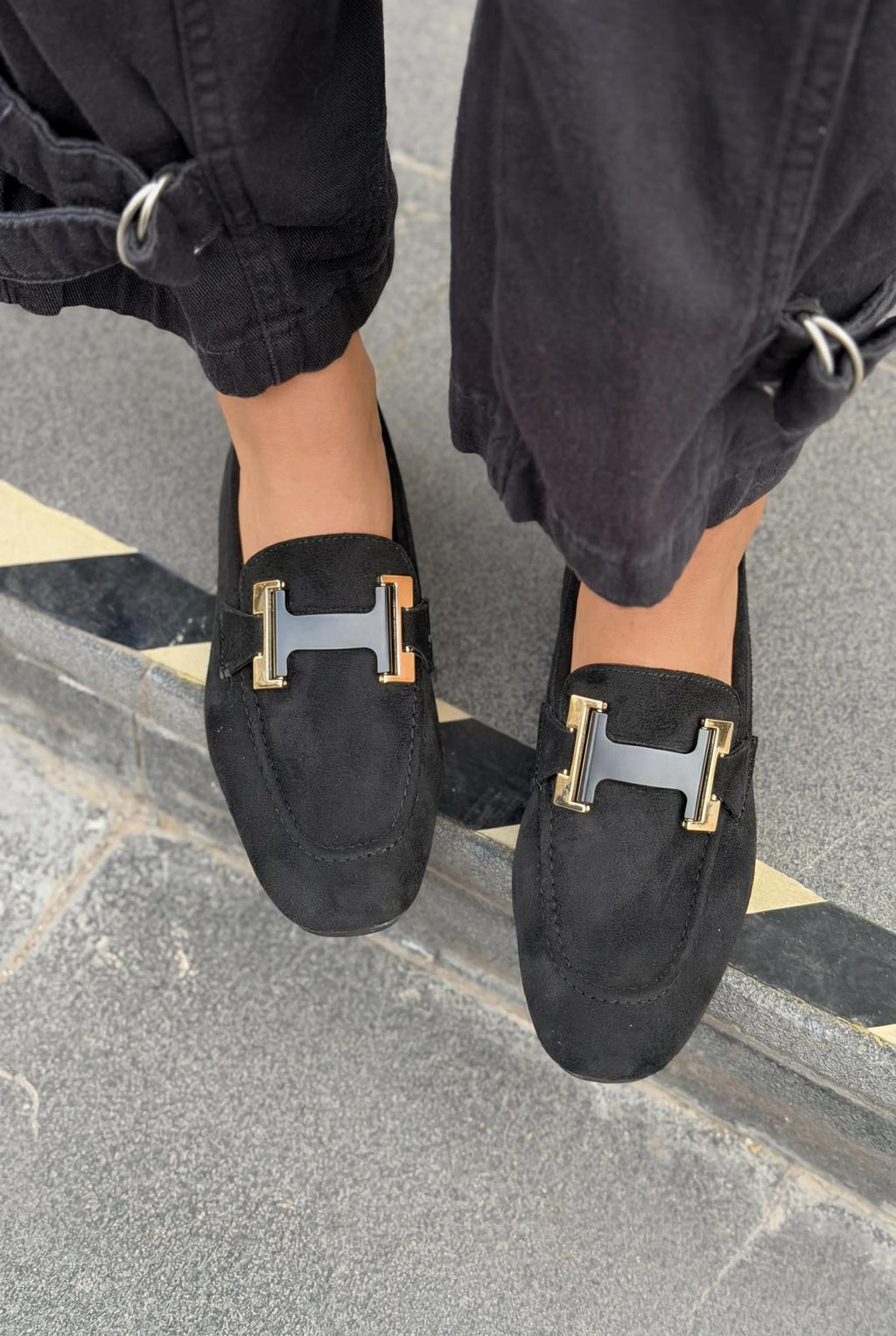 Elara Black Suede Women's Loafers