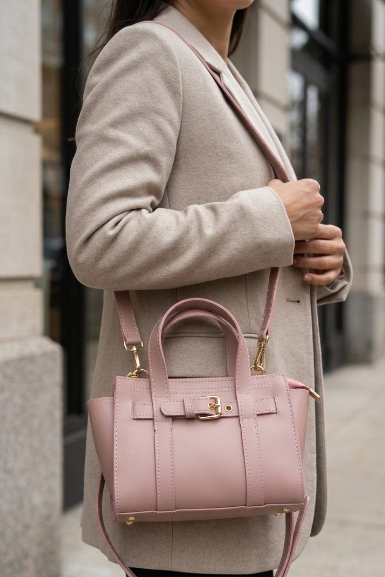 Norev women's handbag Powder Pink faux leather