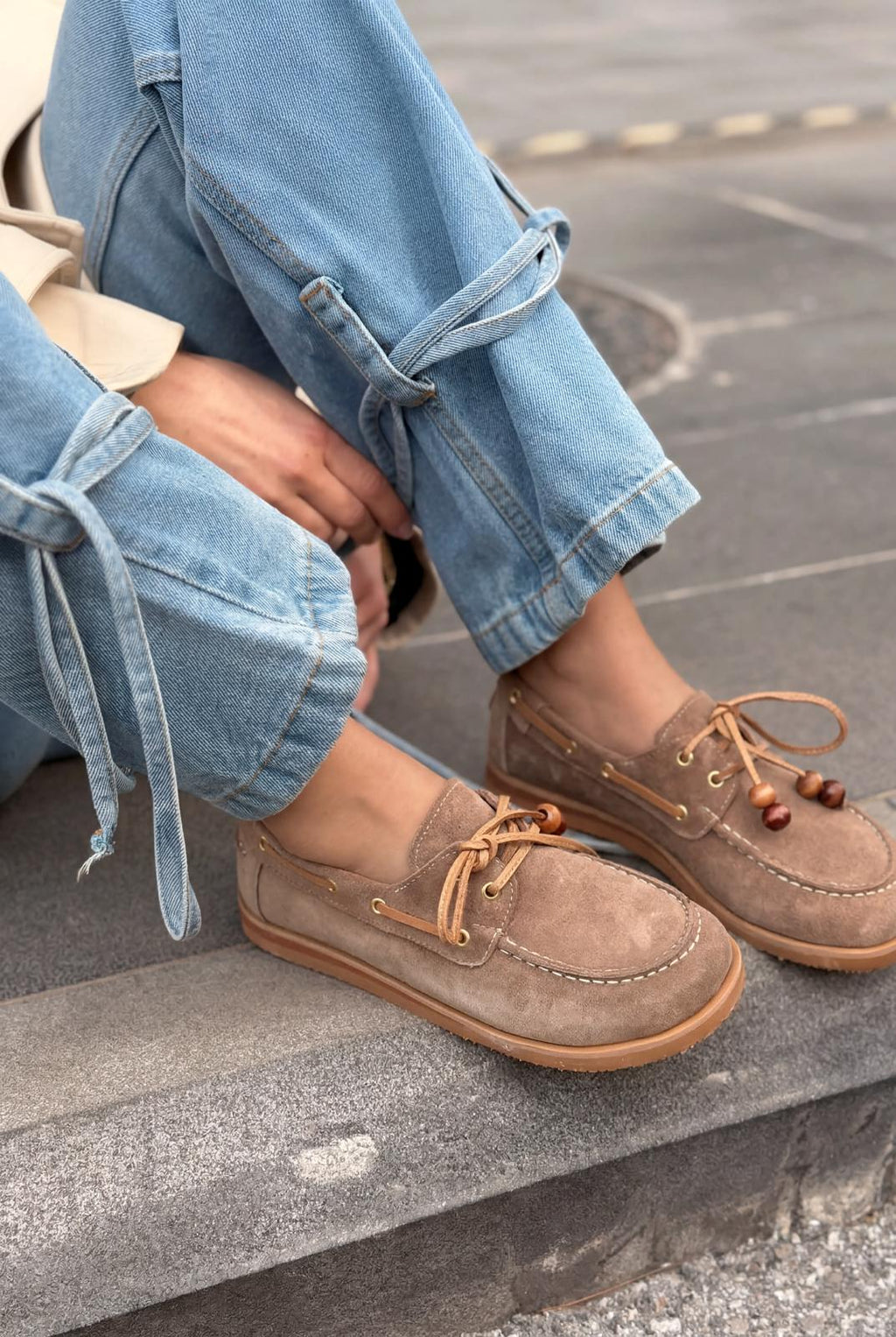Armon Taupe Genuine Suede Women's Oxford Shoes