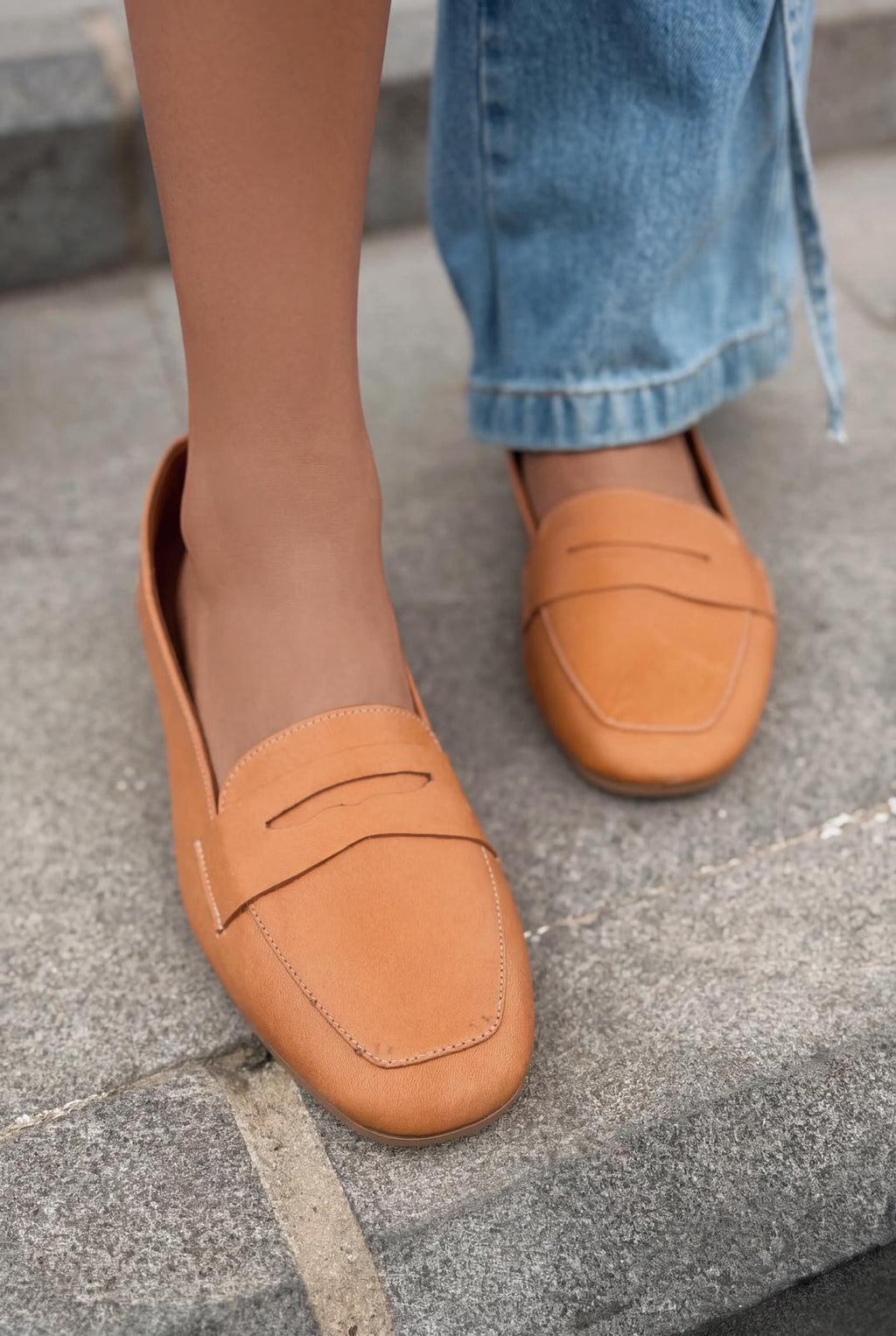 Melniel Tan Genuine Leather Women's Loafers