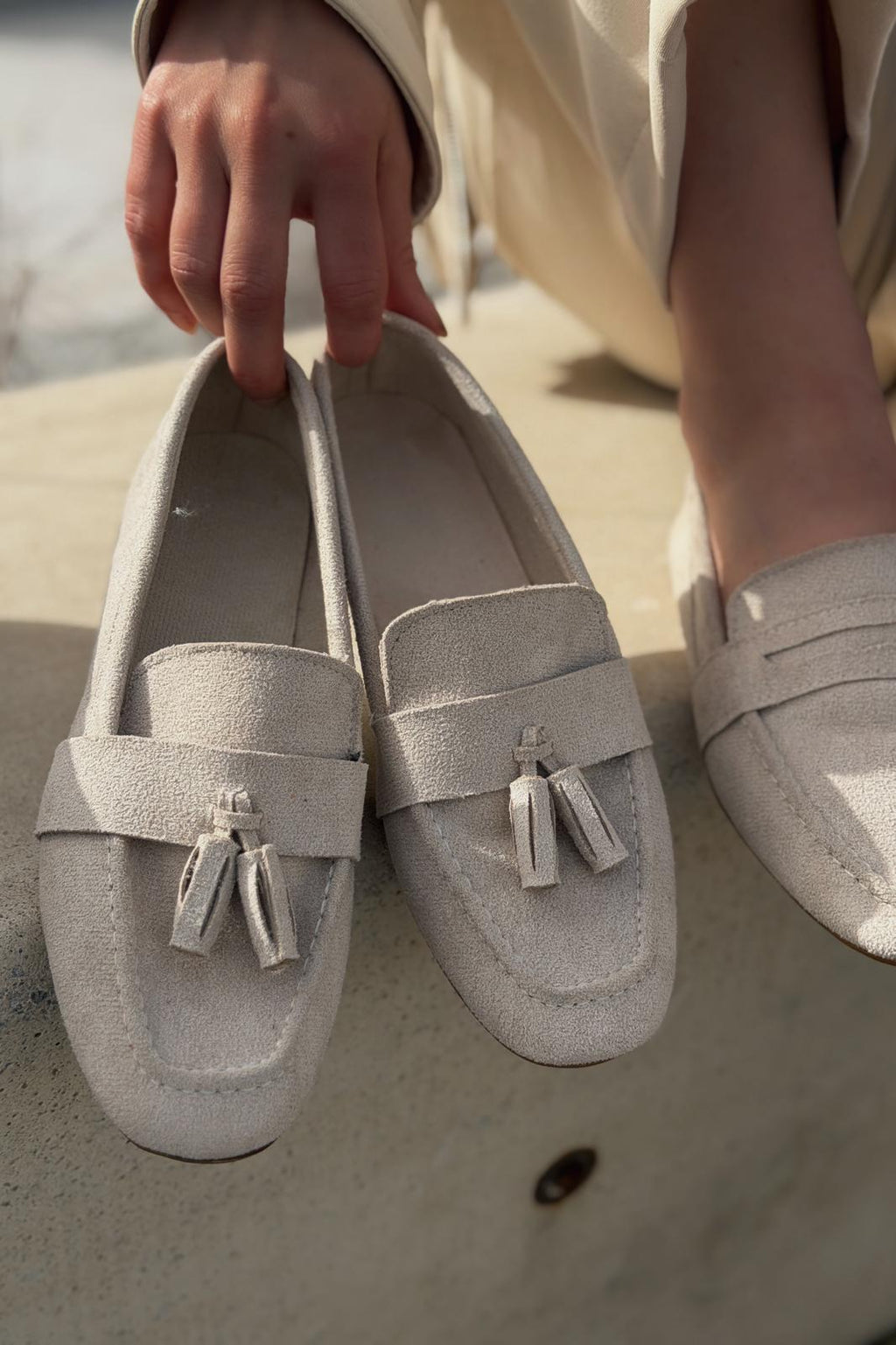 Olena Beige Suede Women's Loafers