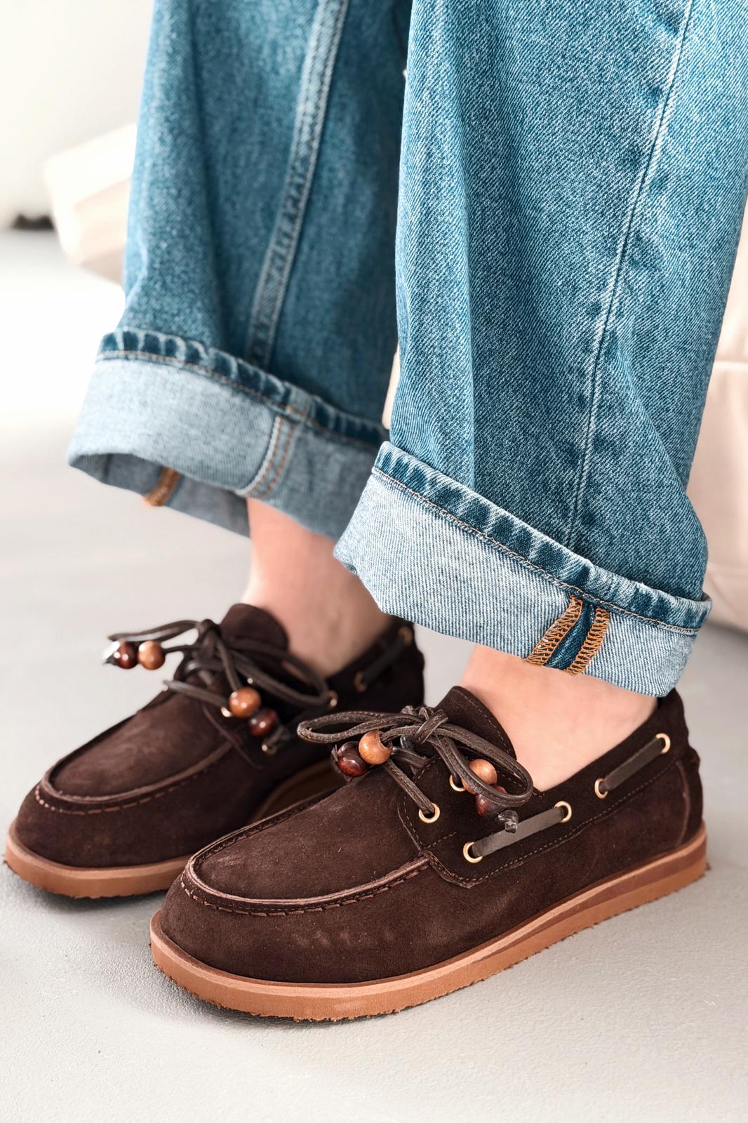 Armon Dark Brown Genuine Suede Women's Oxford Shoes