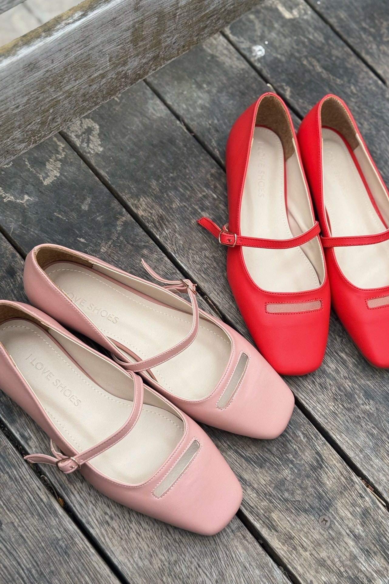Lufora Blush Faux Leather Buckle Detail Women's Flats