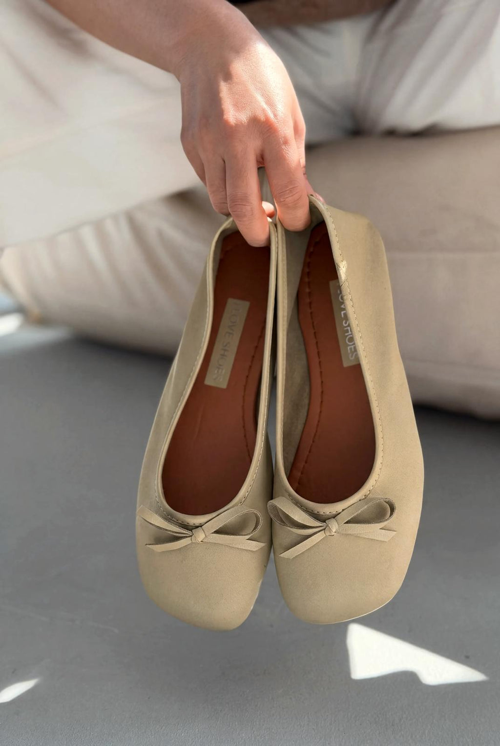 Telion Khaki Genuine Leather Women's Flats