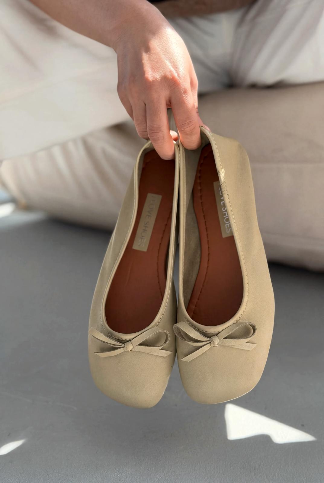 Telion Khaki Genuine Leather Women's Flats