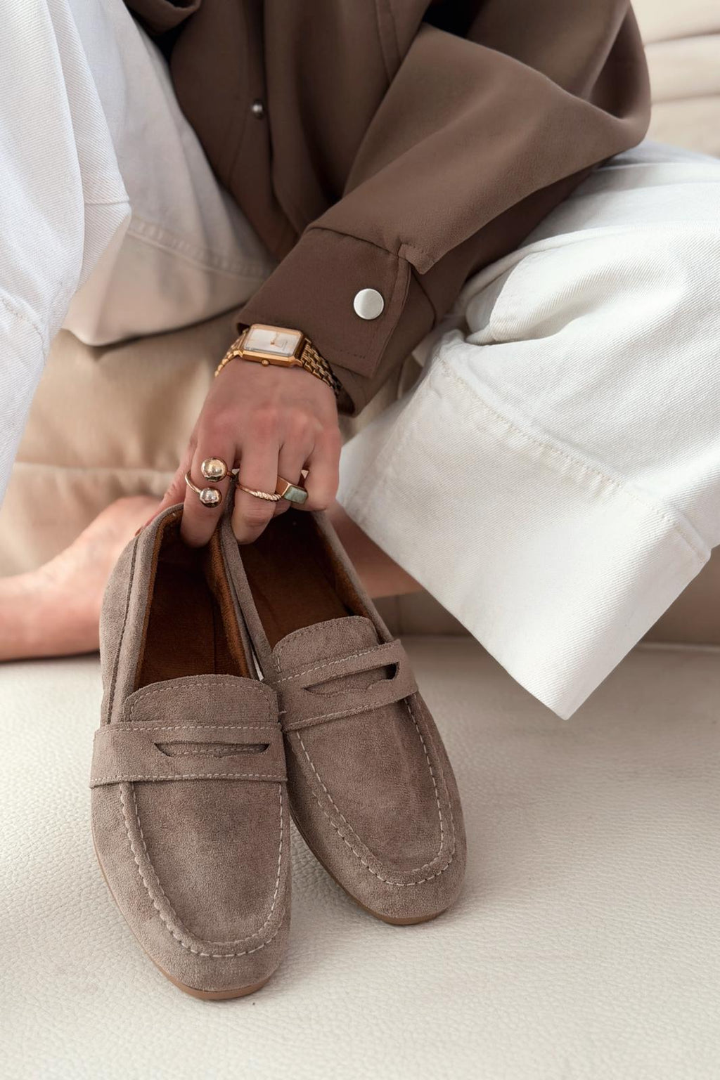 Orvino Taupe Suede Women's Loafers
