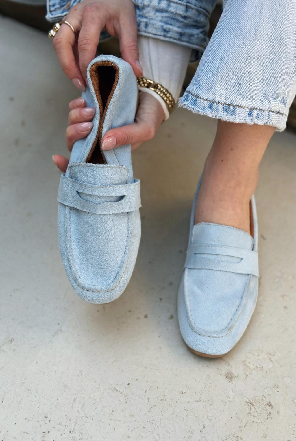 Orvino Women's Loafer Baby Blue Suede