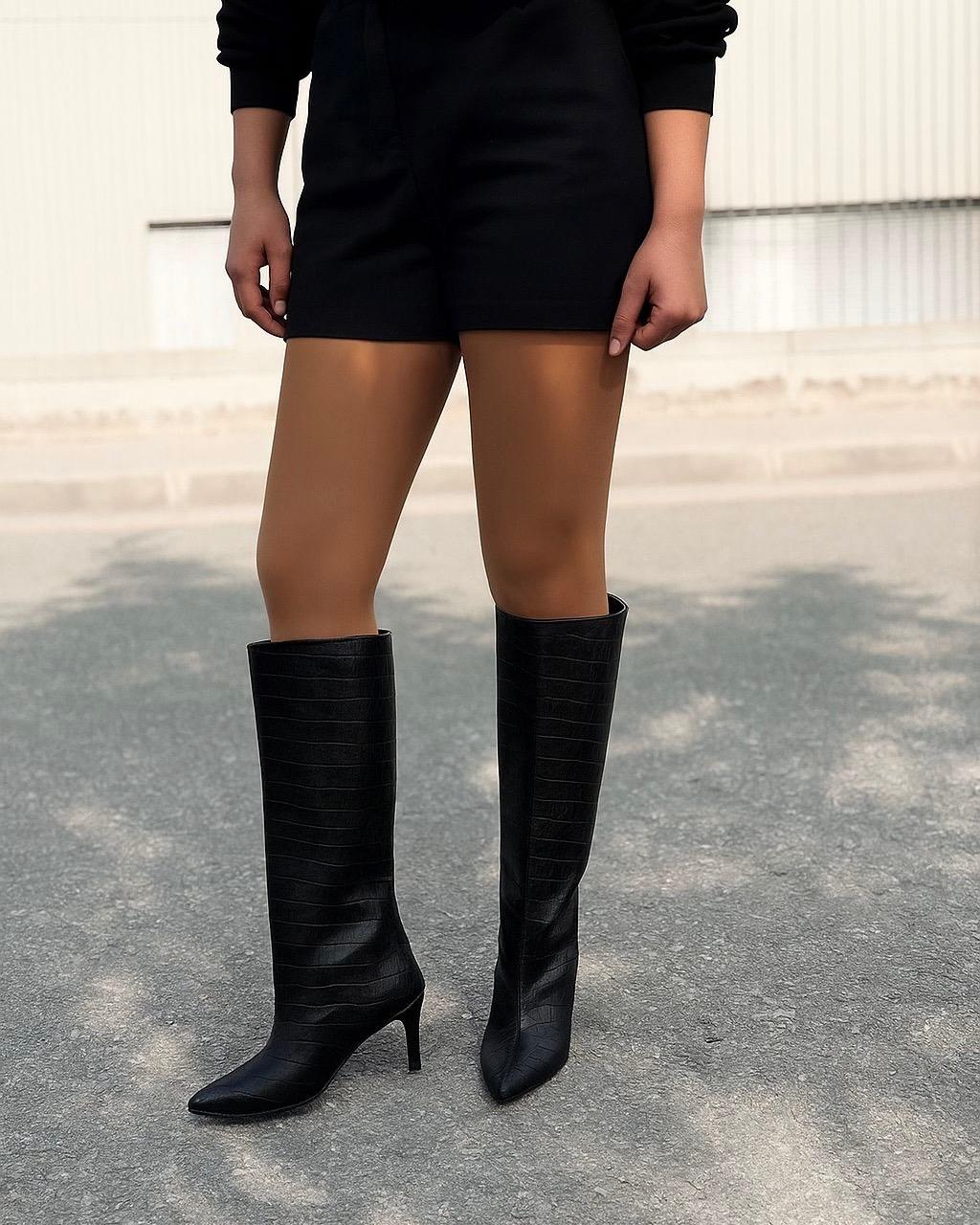 Gwen Patterned Women's Boots Black