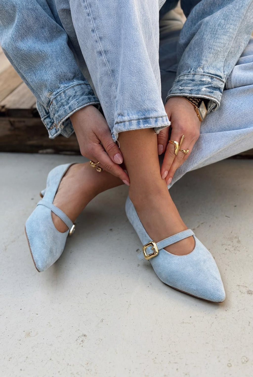 Karden Baby Blue Suede Women's Stilettos