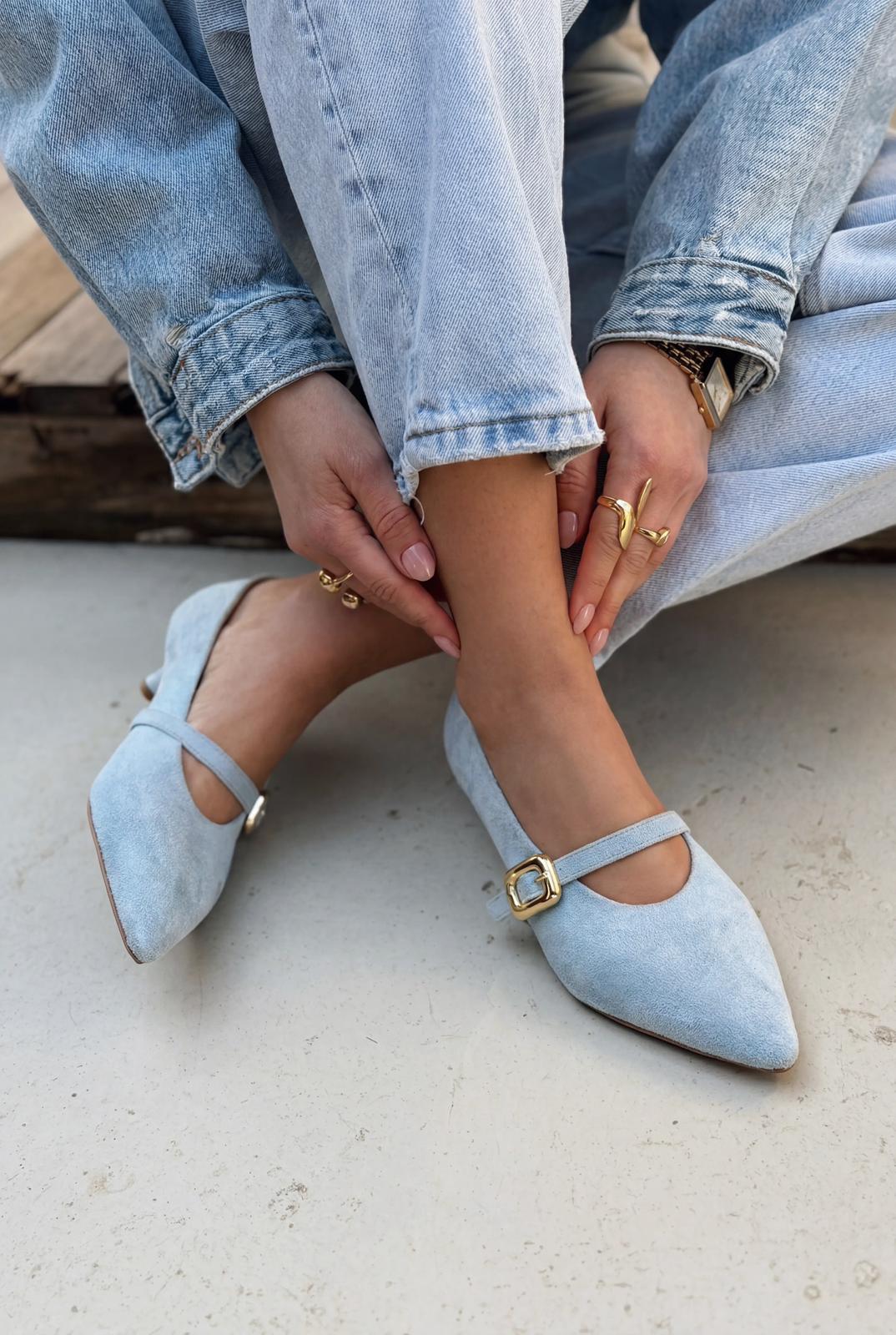 Karden Baby Blue Suede Women's Stilettos
