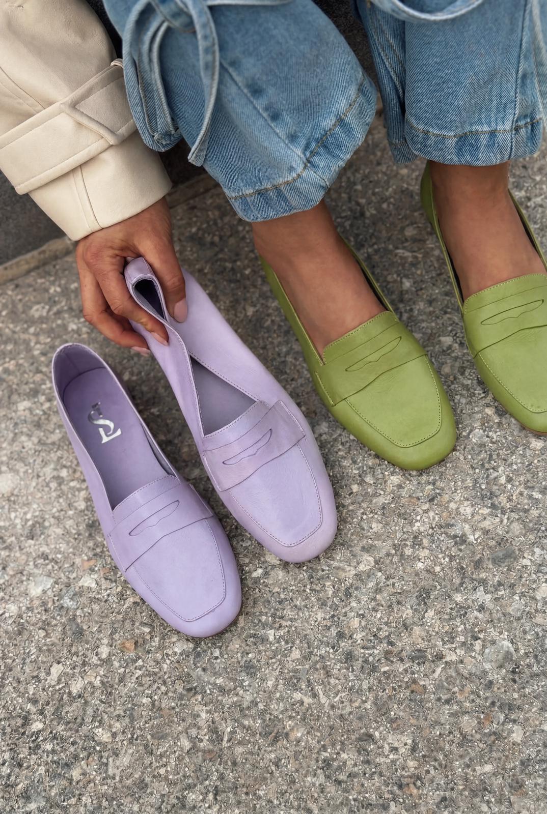 Melniel Lilac Genuine Leather Women's Loafers
