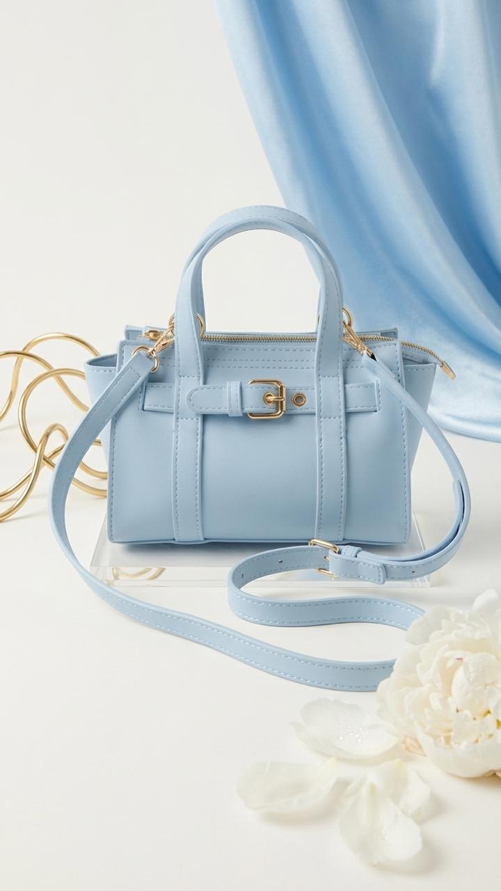 Norev women's handbag Baby Blue faux leather