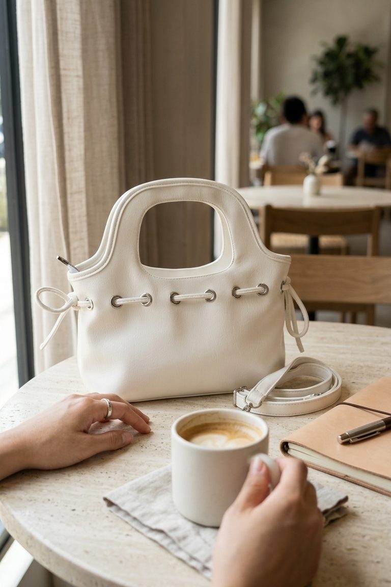 Varent White Faux Leather Women's Handbag