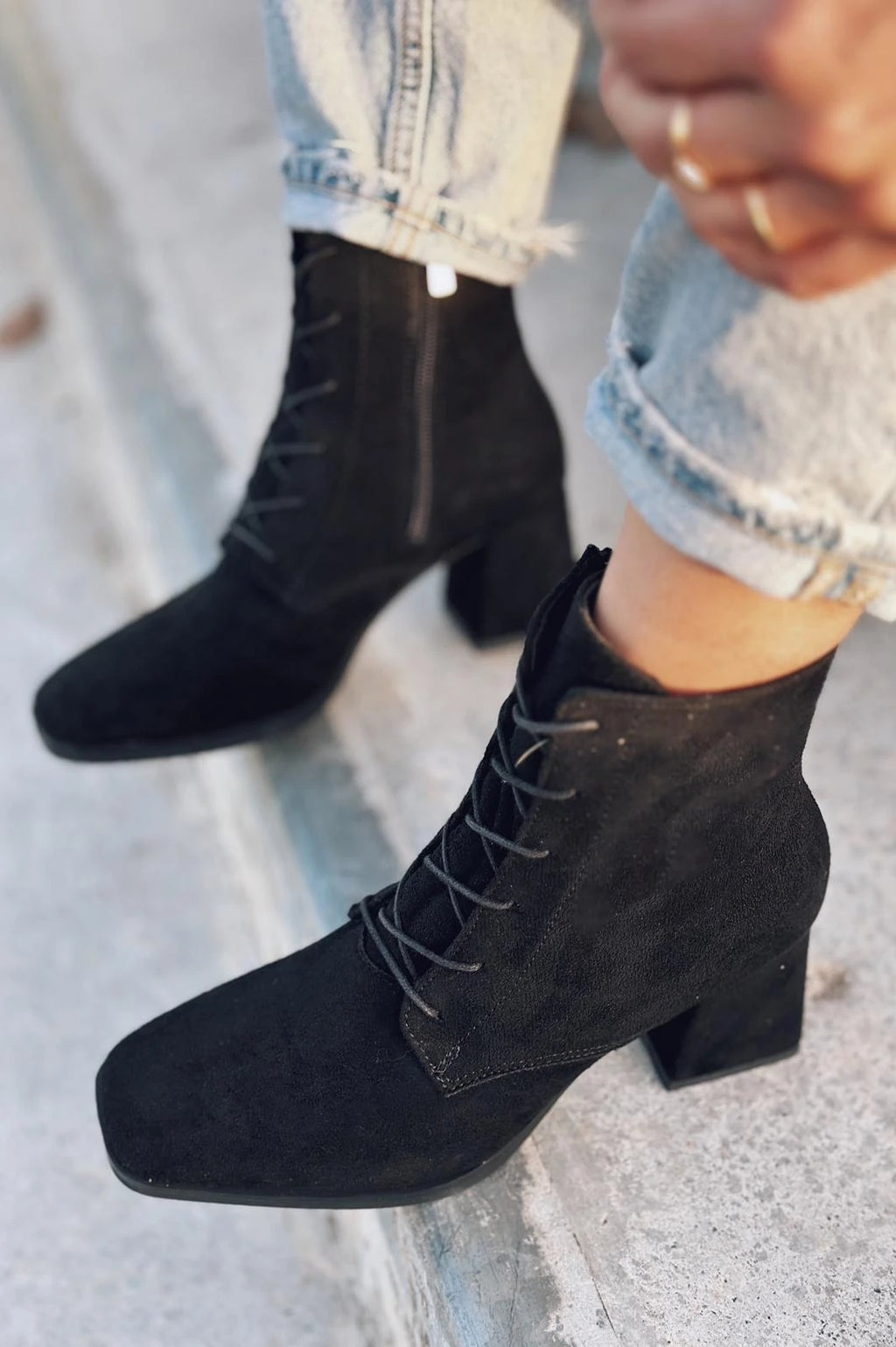 Rament Black Suede Lace-Up Women's Boots