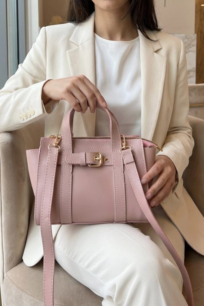 Norev women's handbag Powder Pink faux leather