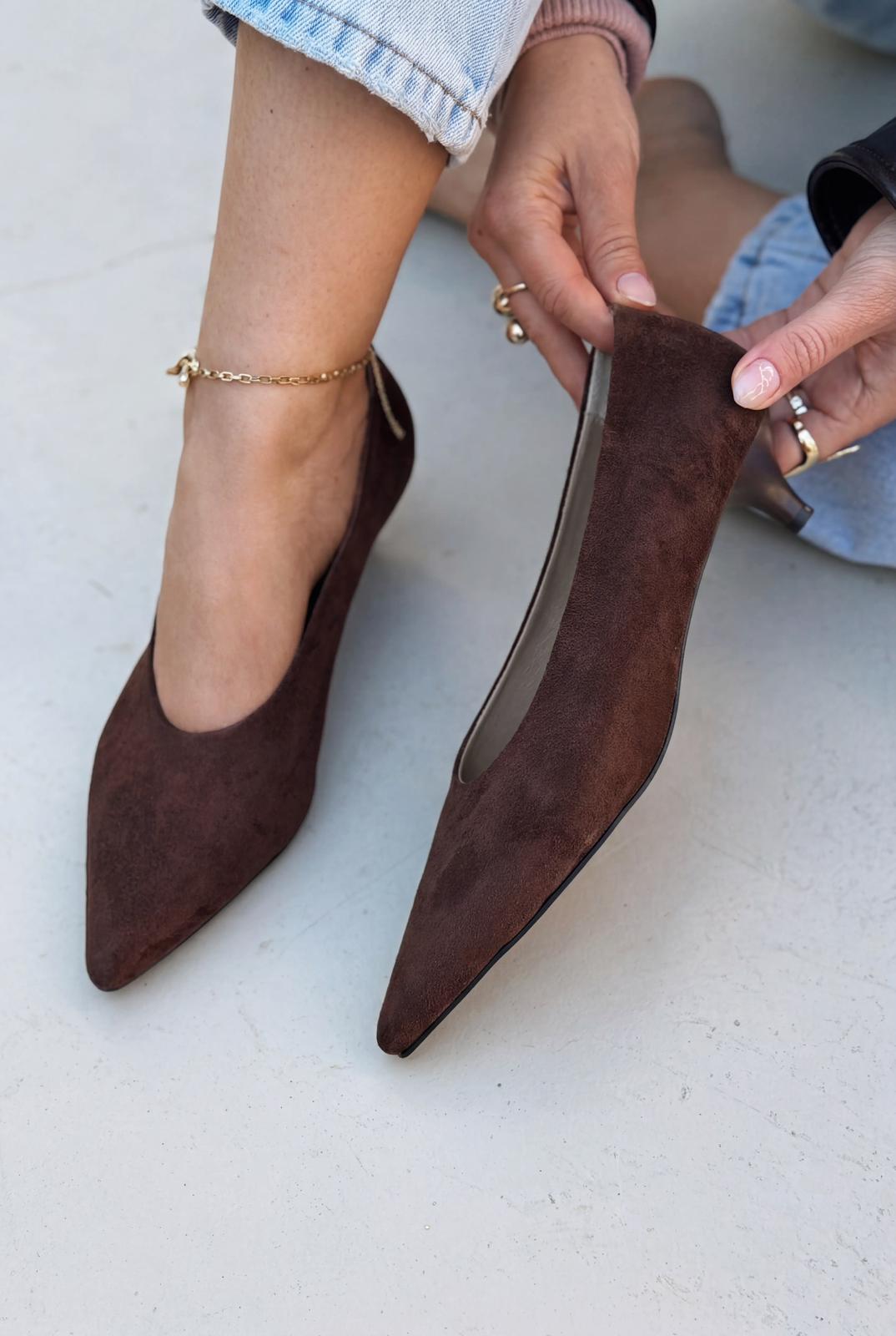 Seranis Light Brown Suede Women's Stilettos