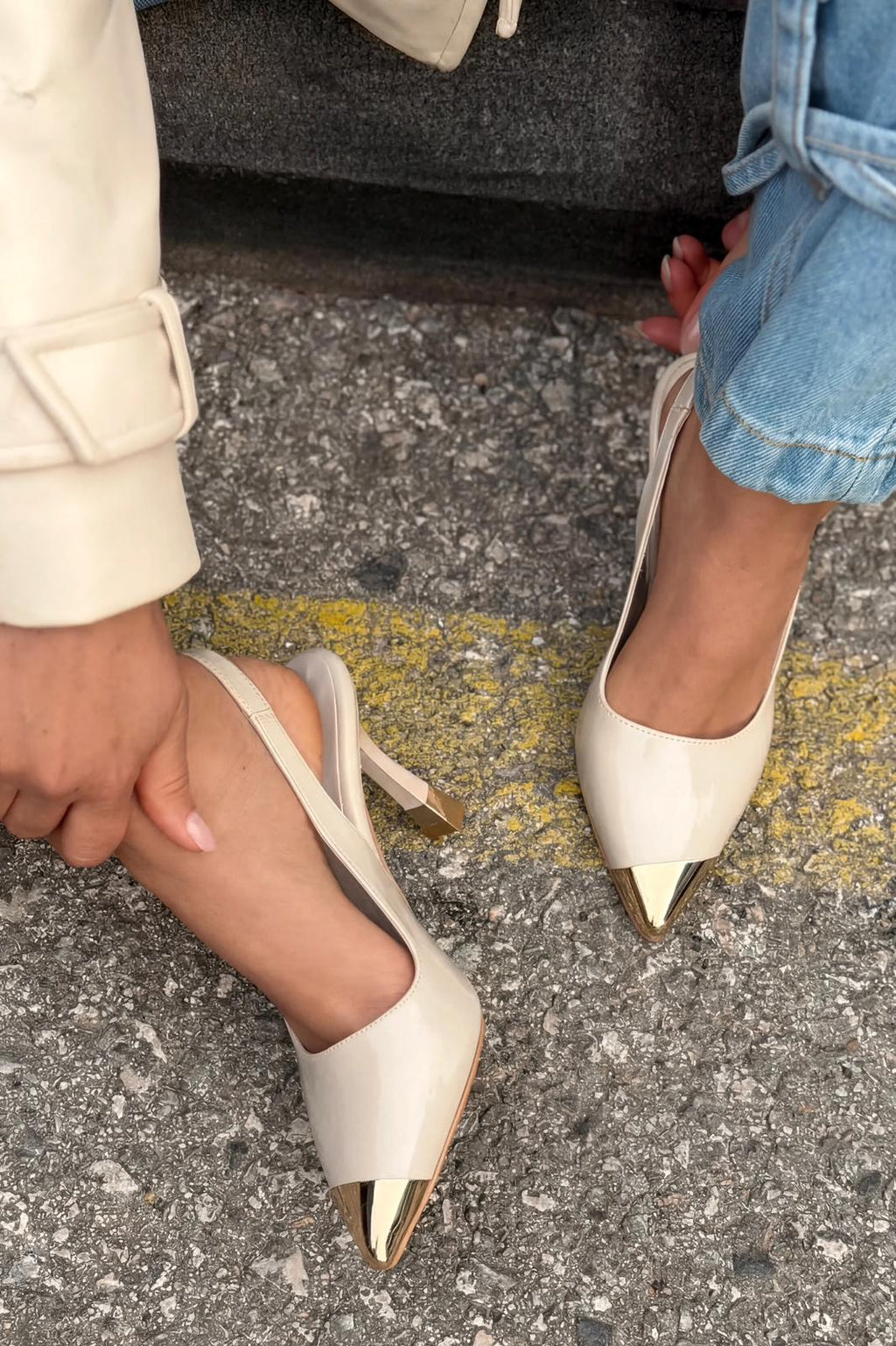Sarnok Nude Patent Faux Leather Women's Stilettos