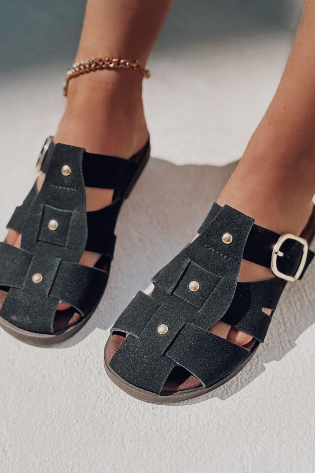 Tayra Black Suede Women's Slides