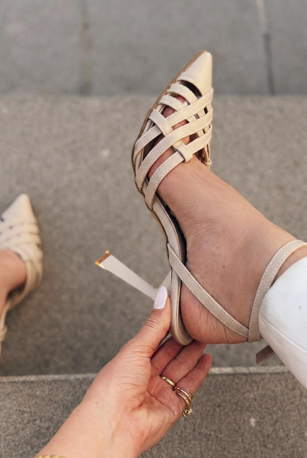 Luvien Beige Faux Leather Women's Stilettos
