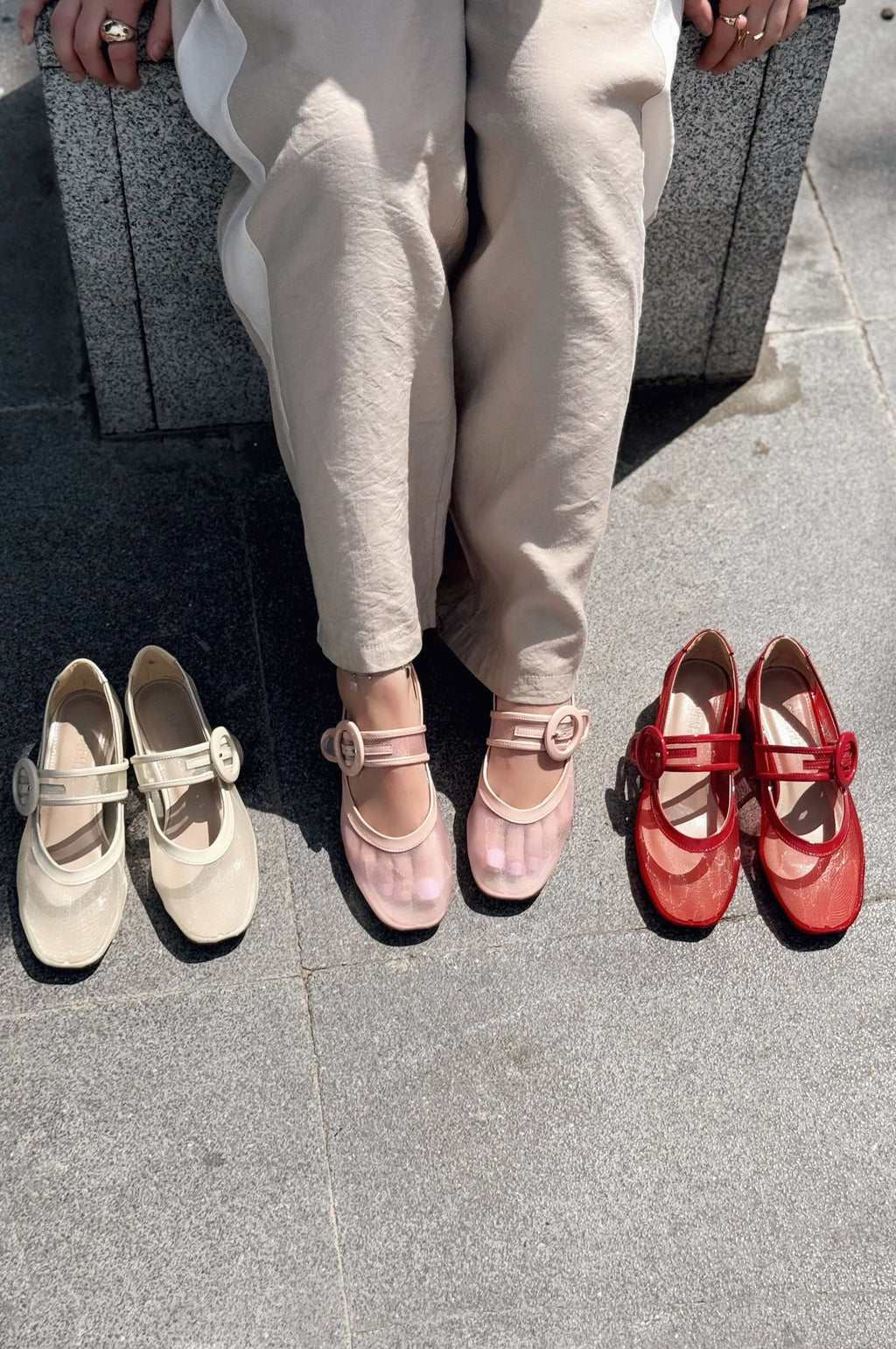 Cyreya Beige Mesh Women's Mary Jane