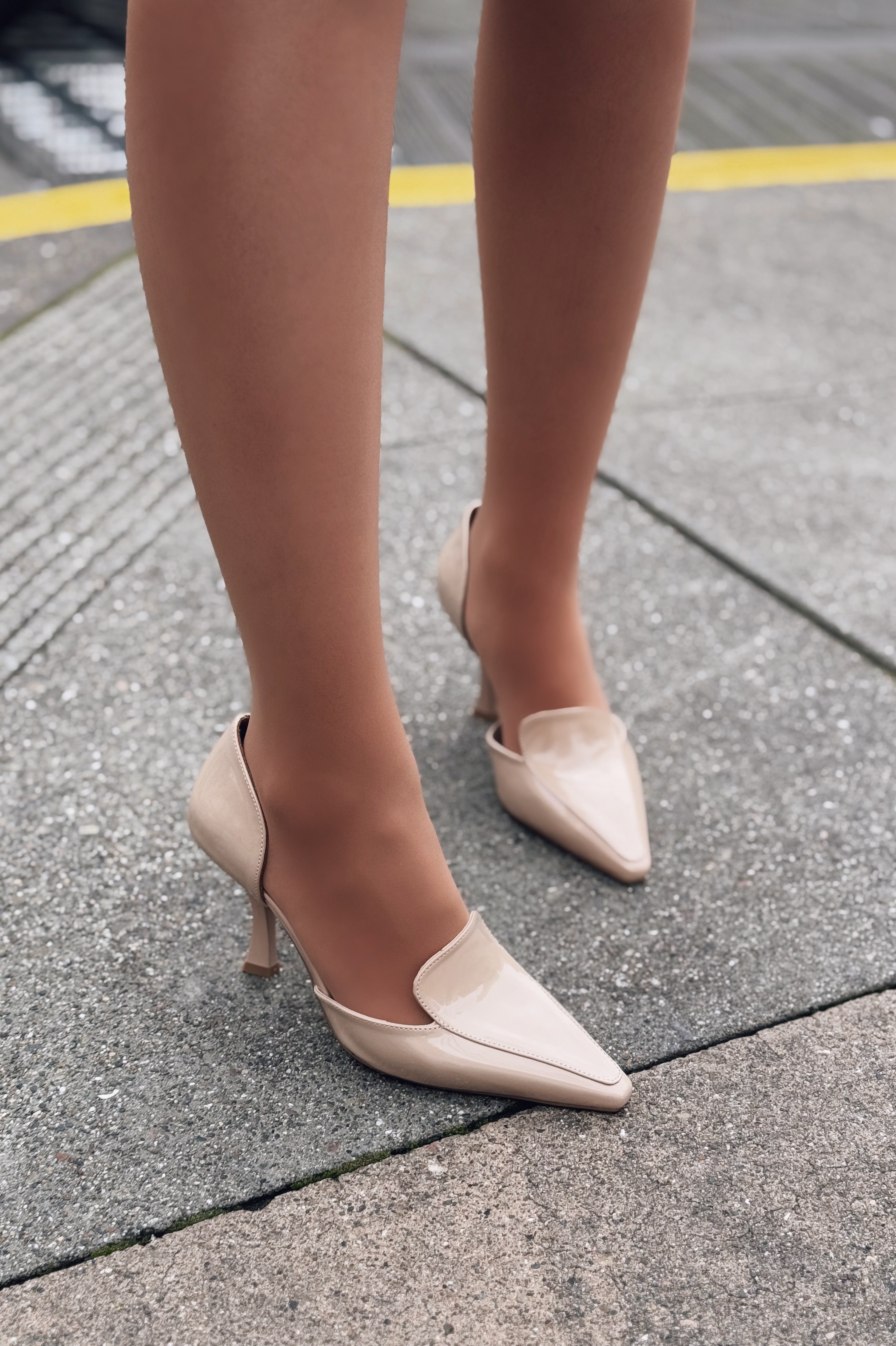 Karlo Nude Patent Faux Leather Women's Stilettos