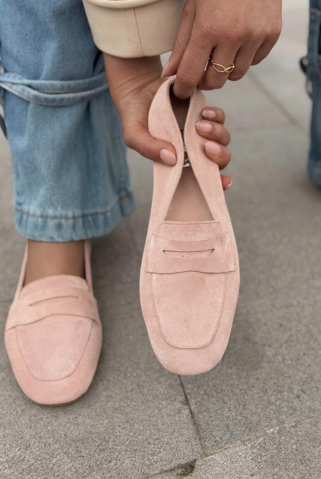 Melniel Blush Genuine Suede Women's Loafers