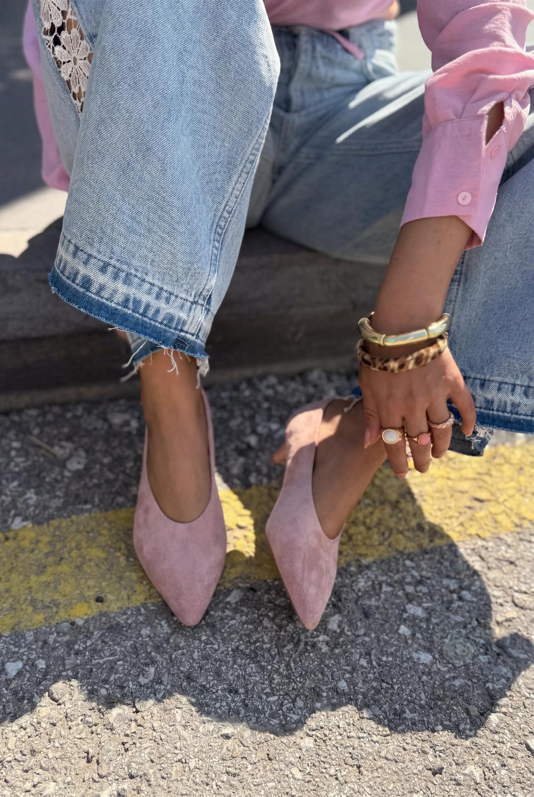 Seranis Powder Suede Genuine Leather Stiletto