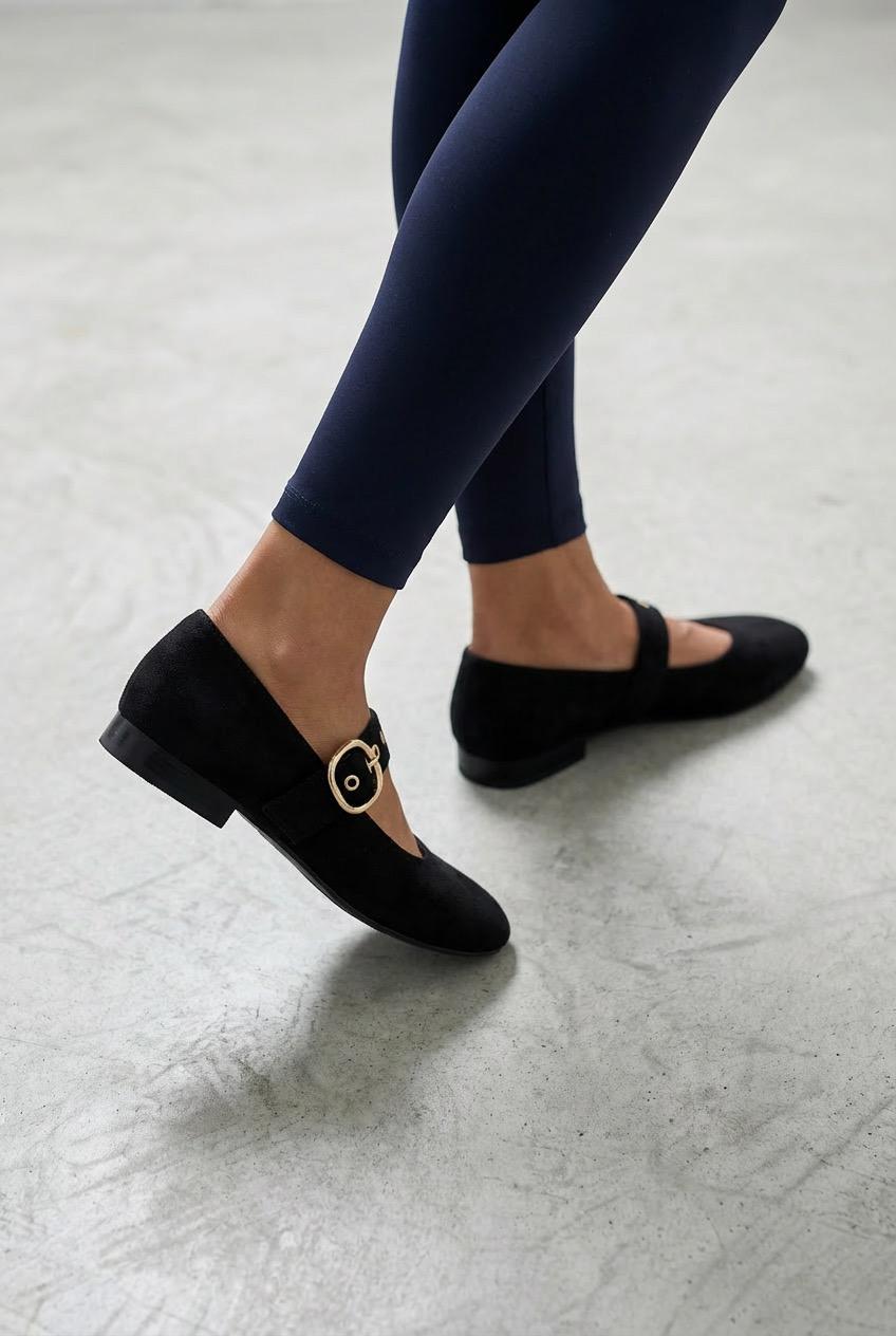 Dexor Black Suede Women's Flats