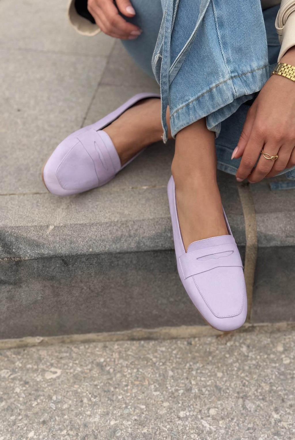 Melniel Lilac Genuine Leather Women's Loafers