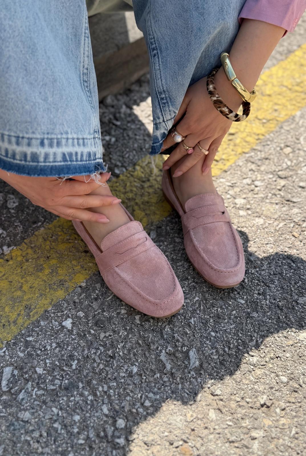 Orvino Blush Suede Women's Loafers