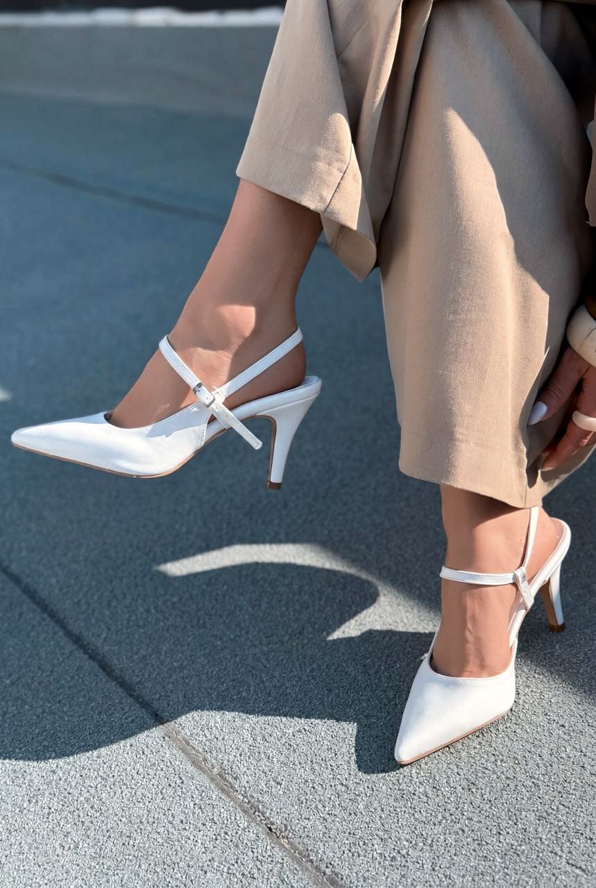 Lorent White Crinkled Faux Leather Women's Stilettos