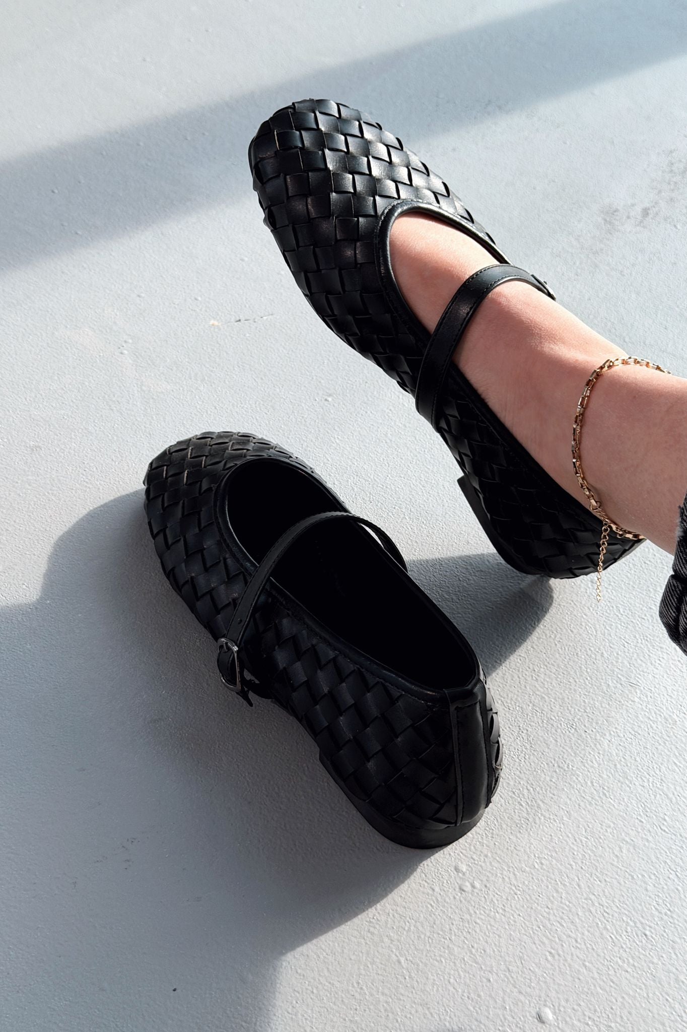 Roselle Black Faux Leather Women's Flats