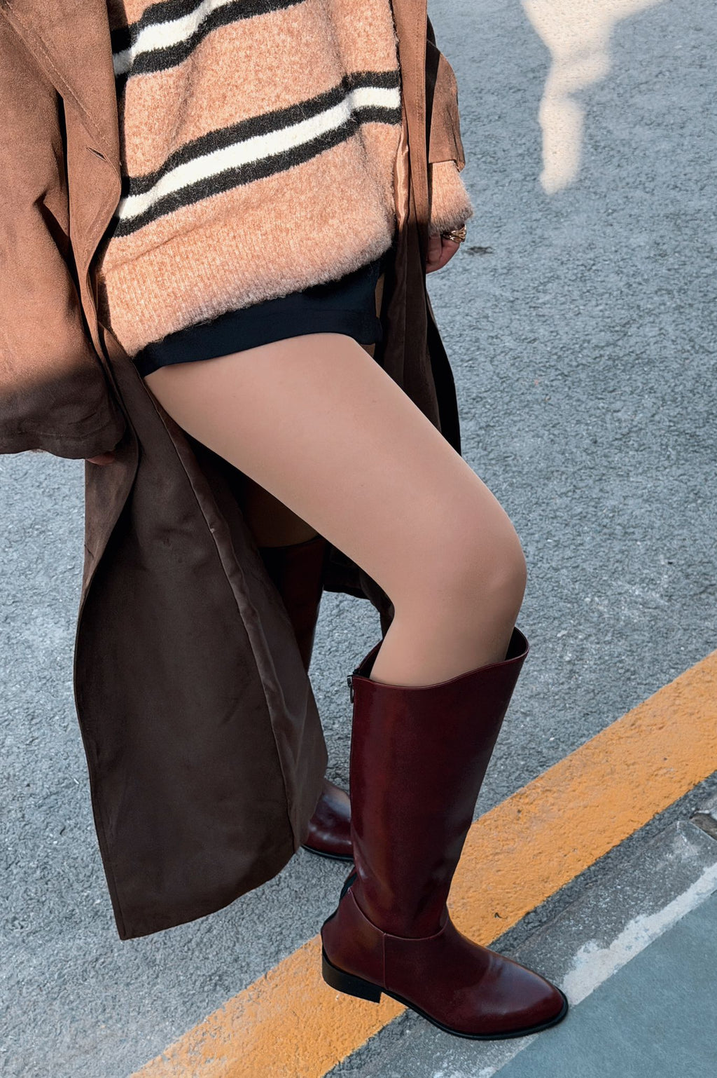 Roviles Women's Boots Burgundy Crinkled Patent Faux Leather