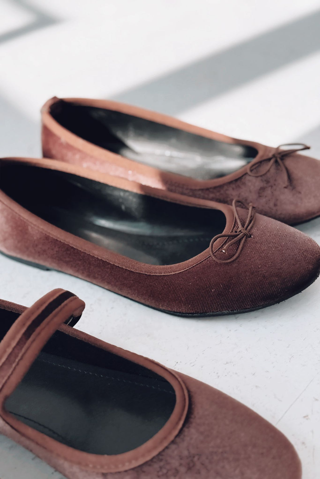 Lante Dark Brown Velvet Women's Mary Jane Flats