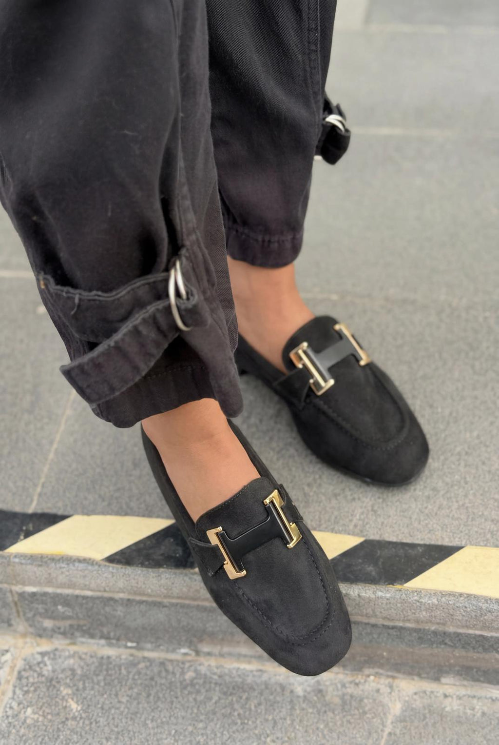 Elara Black Suede Women's Loafers