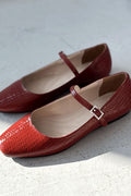 Edwons Burgundy Patent Faux Leather Women's Flats