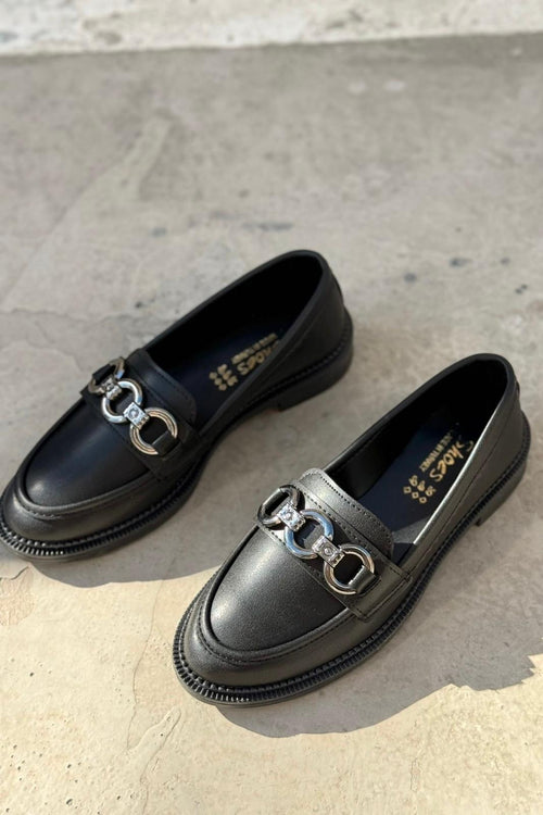 Ardel Black Faux Leather Women's Loafers