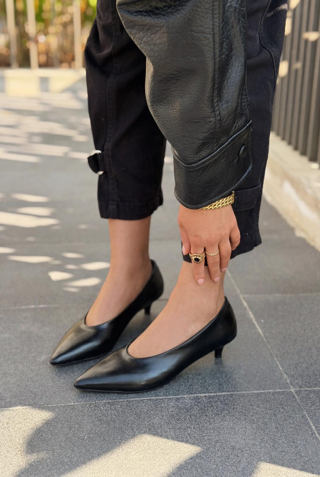 Seranis Black Faux Leather Women's Stilettos