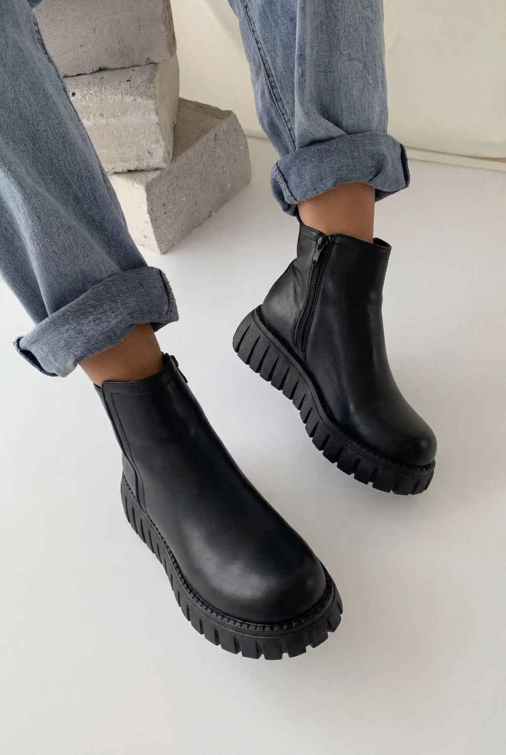 Velarise Black Faux Leather Women's Boots