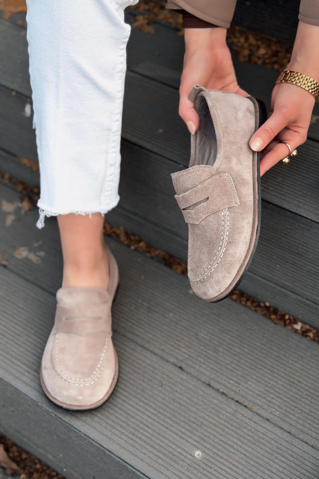 Marion Taupe Genuine Suede Women's Loafers