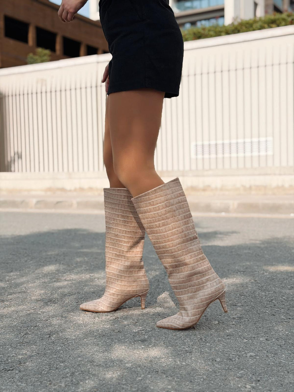 Gwen Patterned Women's Boots Nude