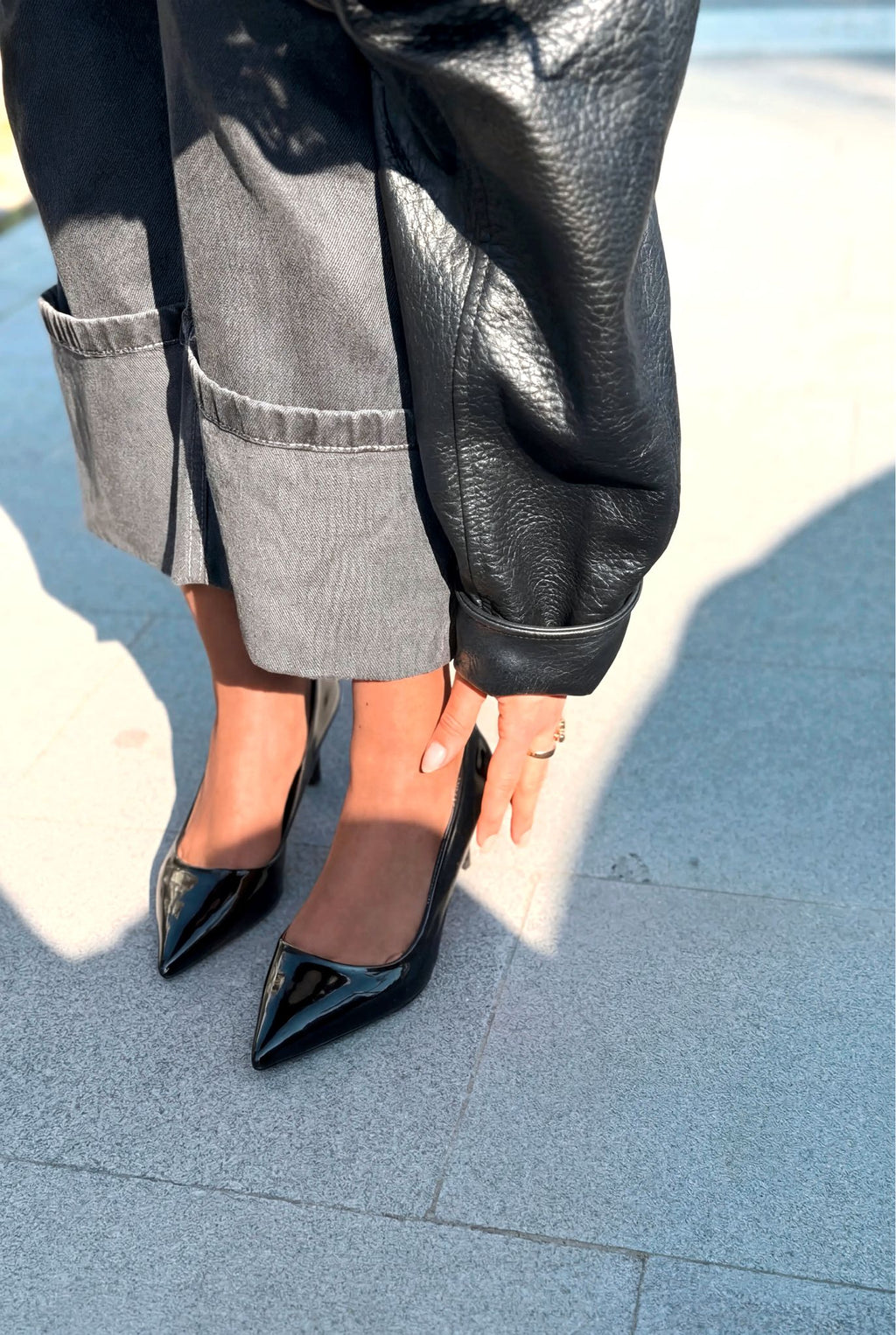 Delvion Black Patent Faux Leather Women's Stilettos