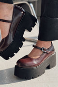 Tinos Bordeaux Faux Leather Platform Women's Mary Jane