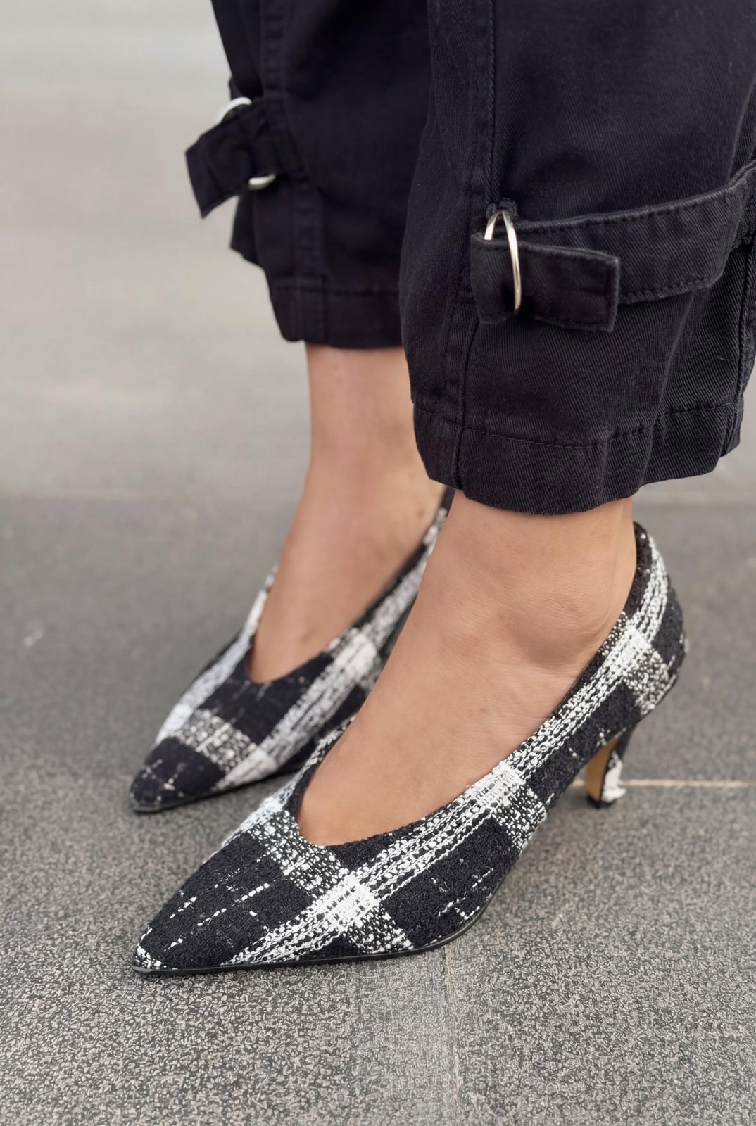 Kairo Black Tweed Plaid Stilettos