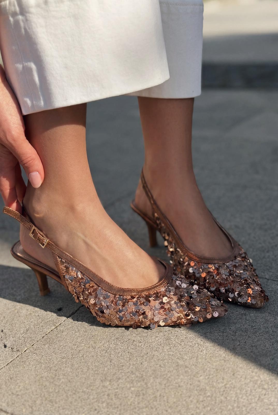 Selorine Bronze Sequin Women's Stilettos
