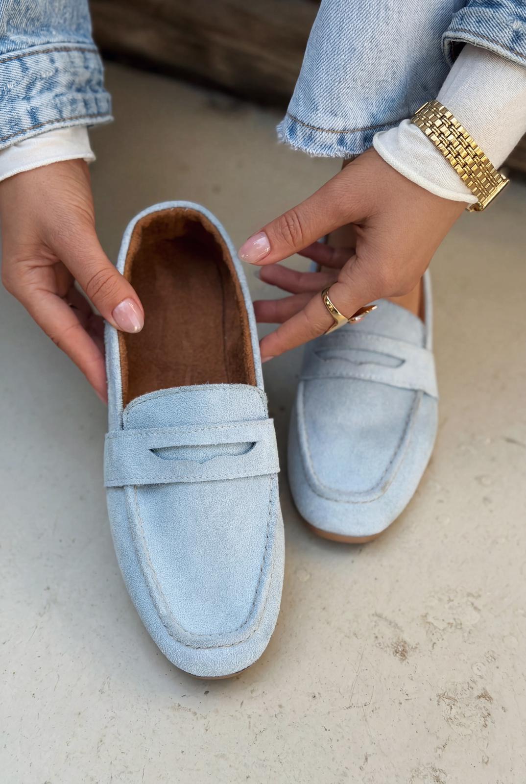 Orvino Women's Loafer Baby Blue Suede