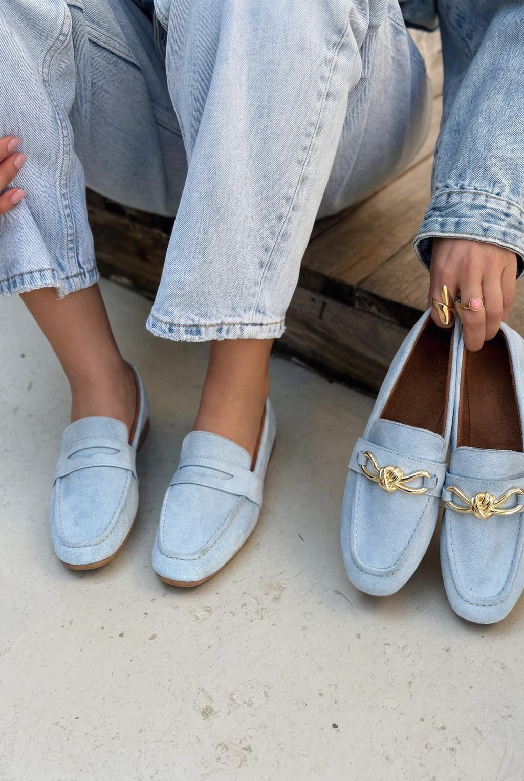 Orvino Women's Loafer Baby Blue Suede