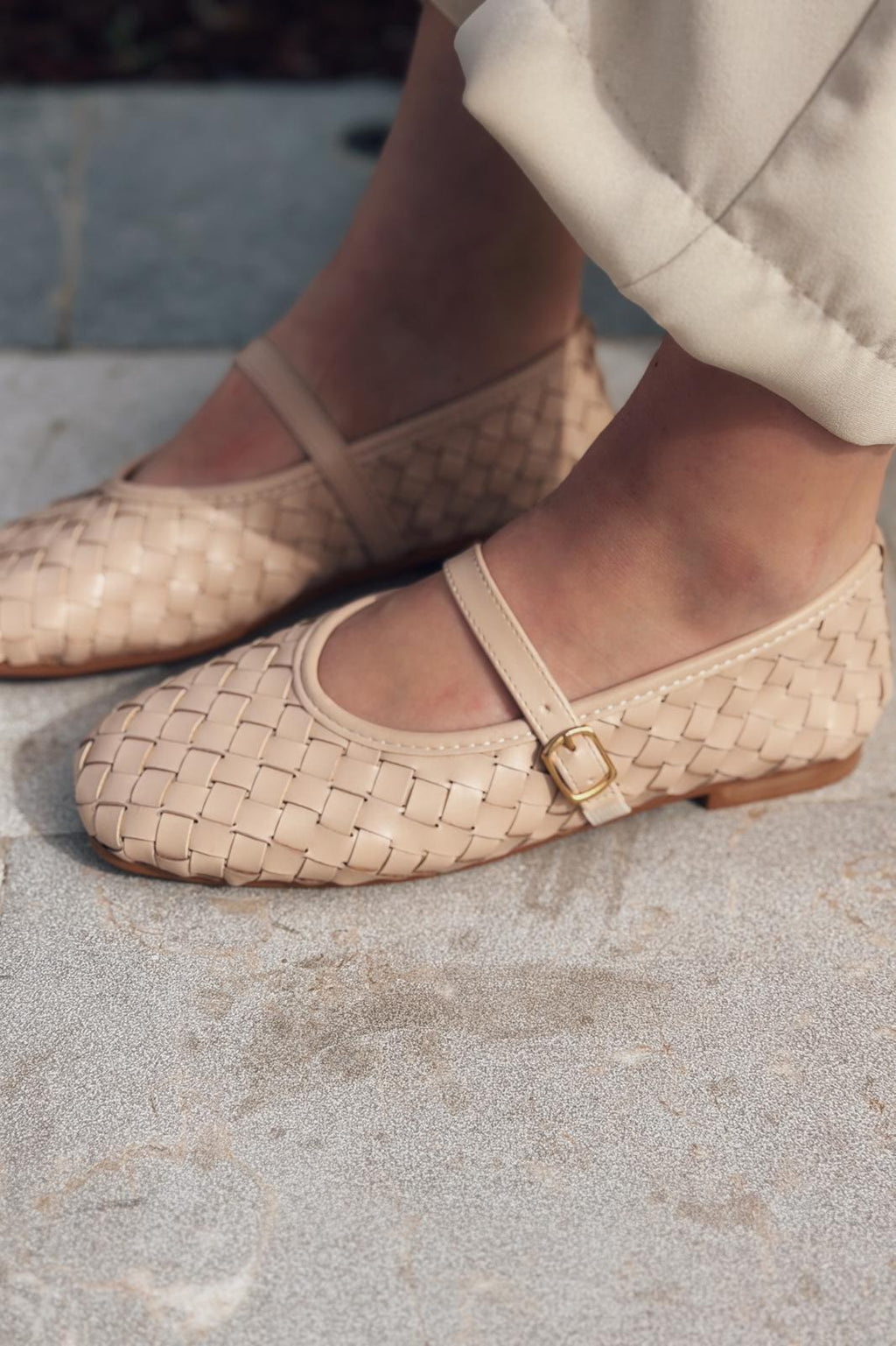 Roselle Nude Faux Leather Women's Flats
