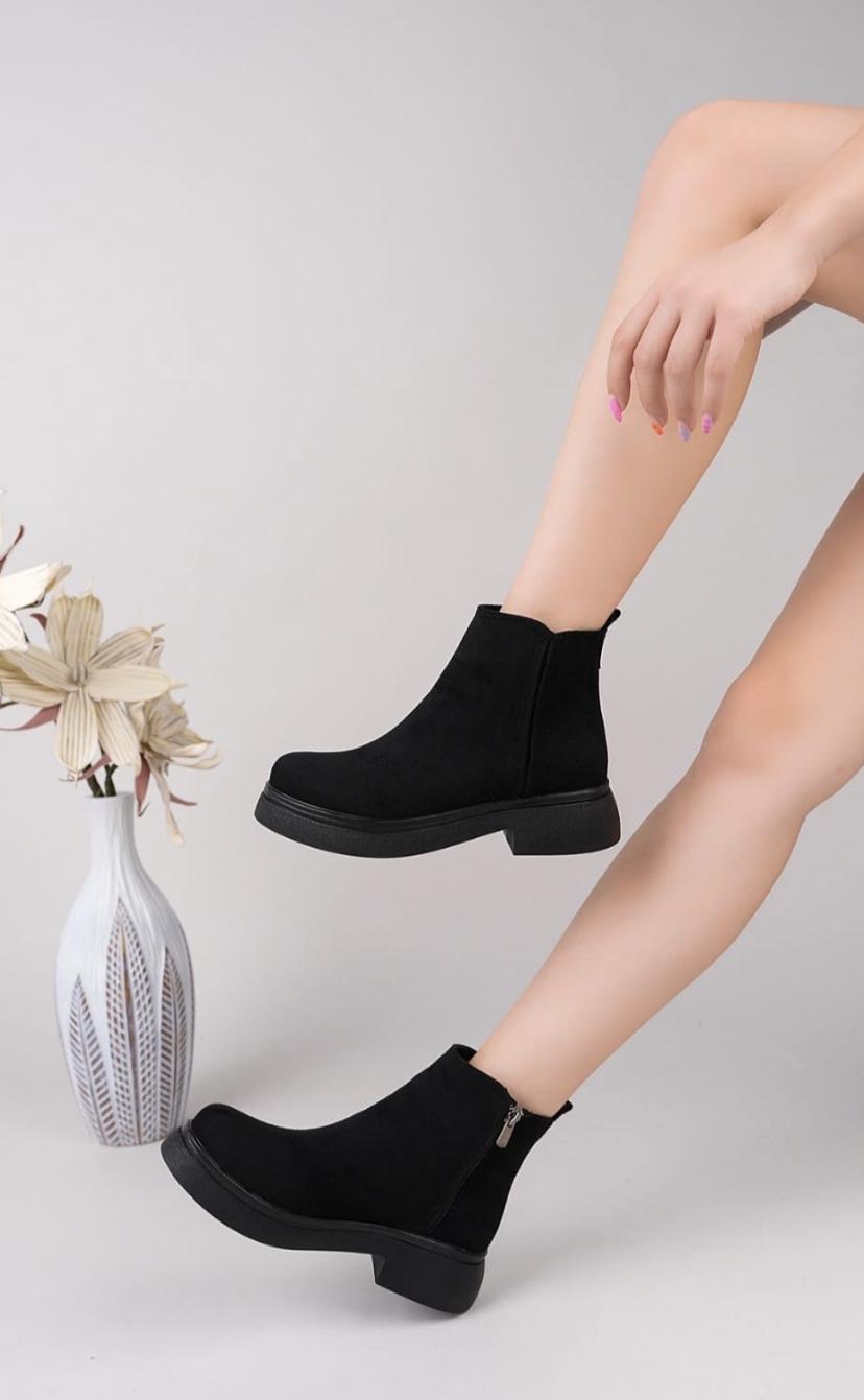 Sorvella Black Faux Leather Women's Boots