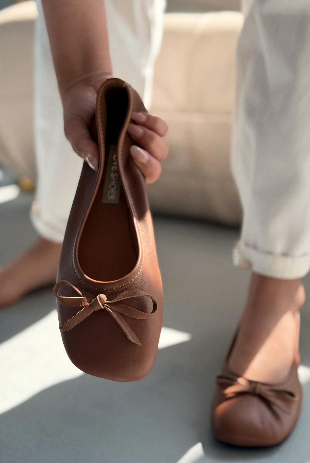 Telion Tan Genuine Leather Women's Flats